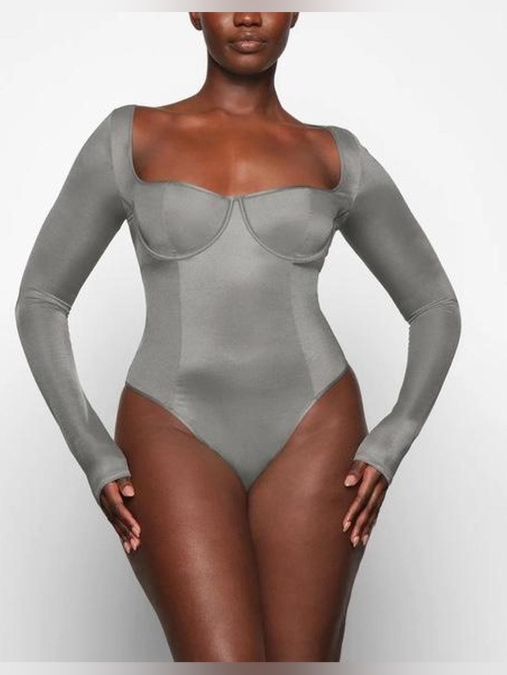 SKIMS Glissenette Thunder Long Sleeve Bodysuit Large